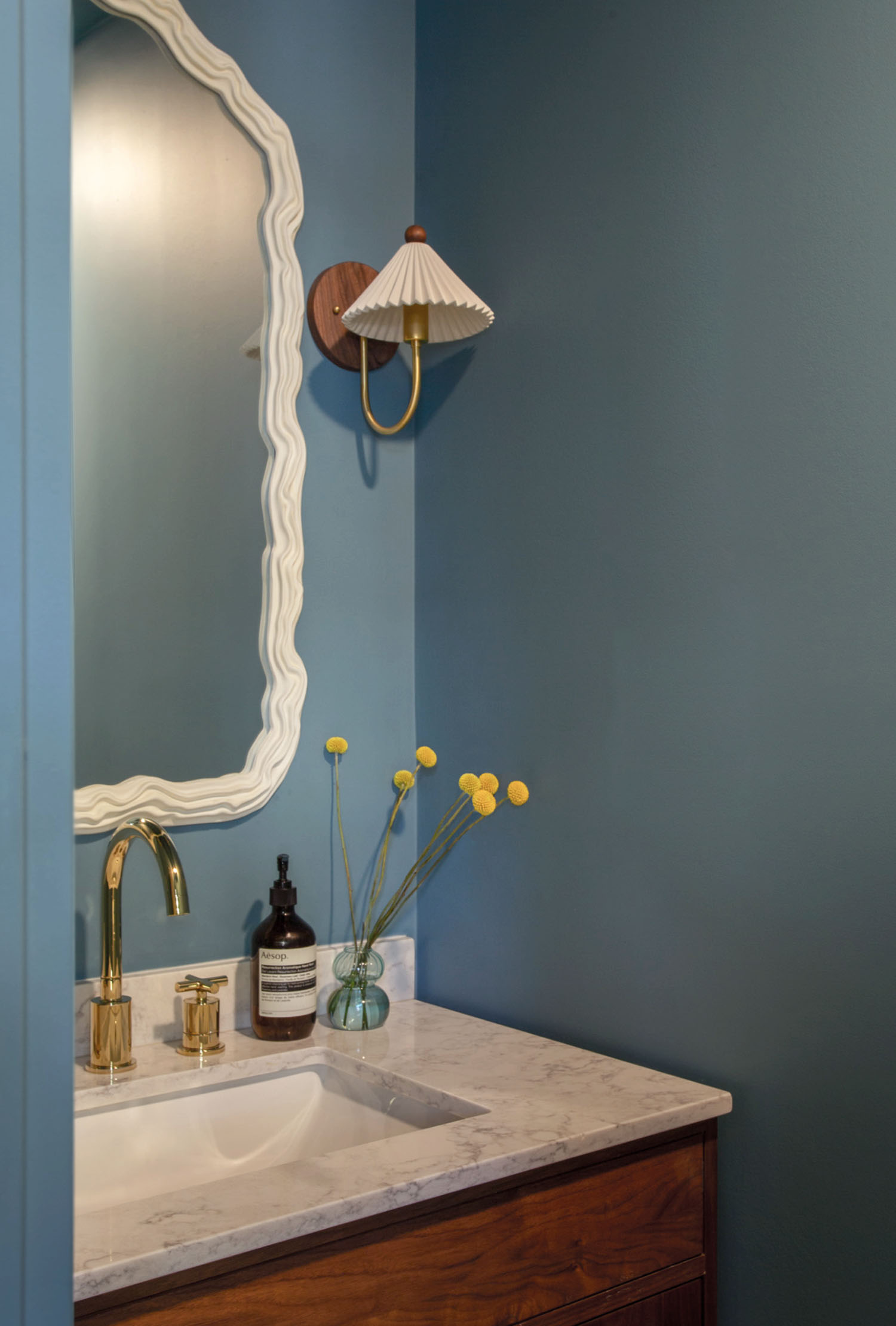 NOVELTY WAVE, warm blue paint color by Backdrop. – Blue, Bold, Bathroom, Designer