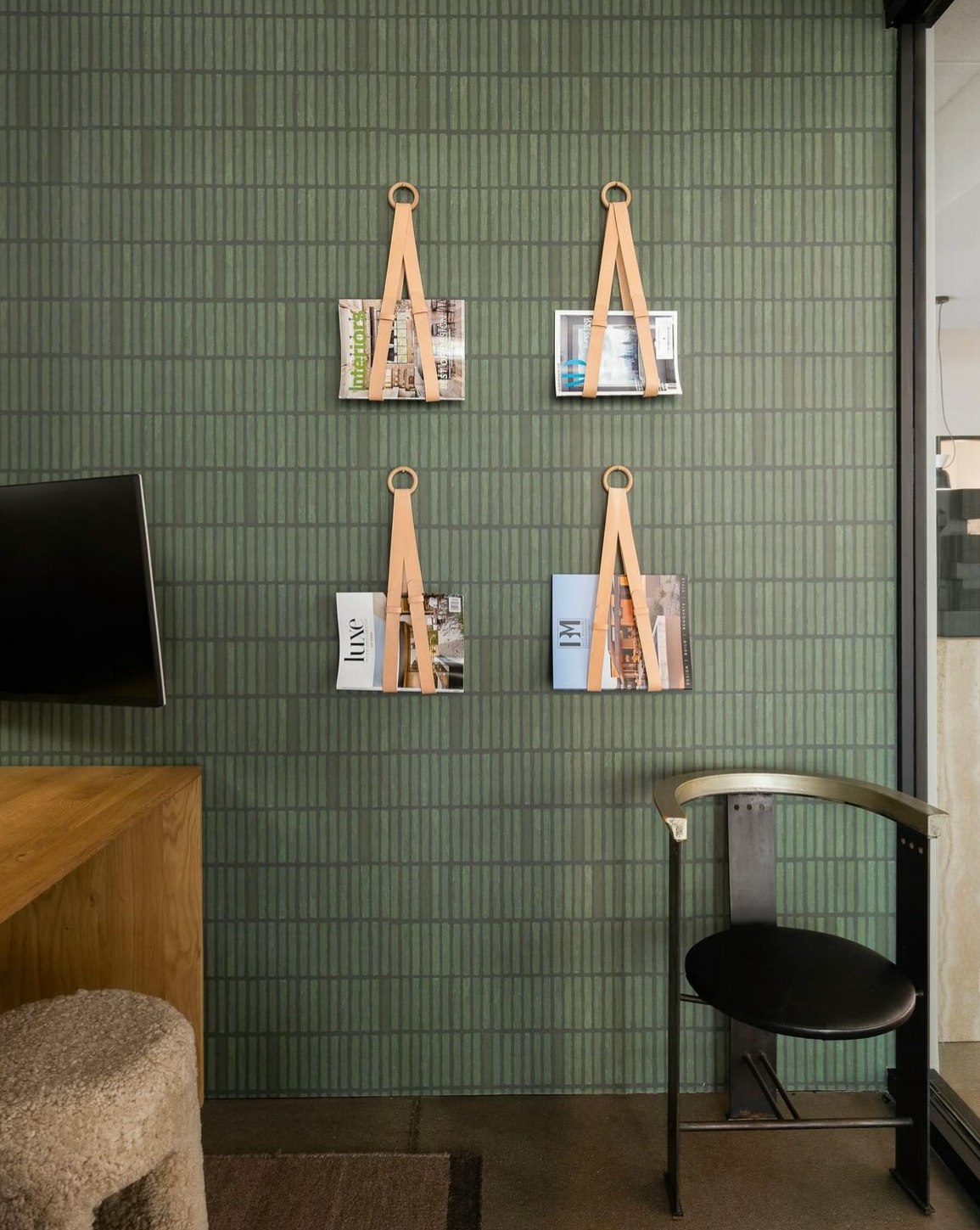 simple geometries are arranged to achieve perfect imperfection. inspired and named from the japanese aesthetic philosophy, wabi-sabi brings texture and subtle color to the forefront with tonal shifts ebbing and flowing in a rhythmic mid-scale design. made from original painted artwork.  by Backdrop. – Office, Accents, Wallcoverings