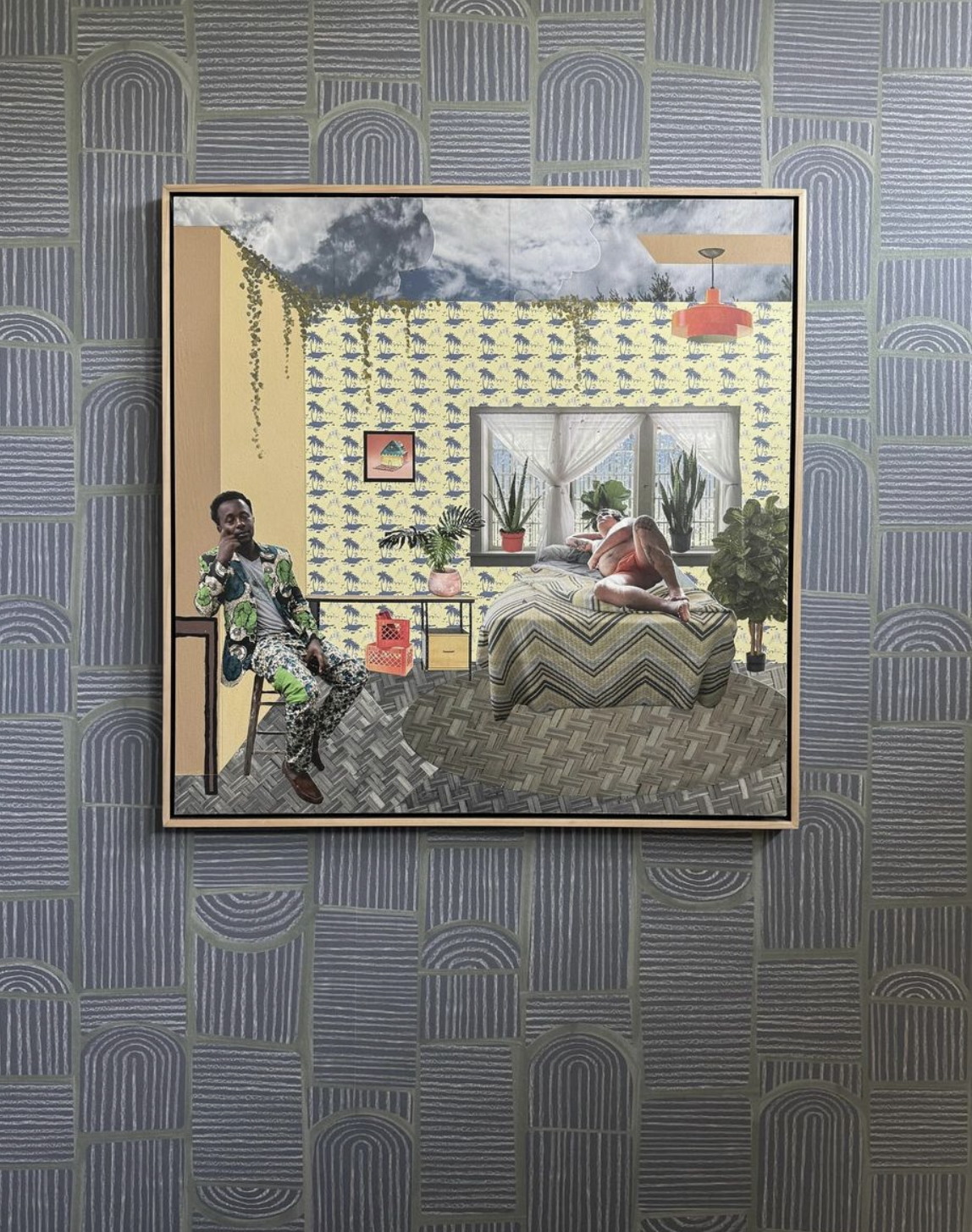 reminiscent of the architecture of london's bloomsbury. textured linework paired with graphic structure create playful relationships and an overall sense of movement.  by Backdrop. – Living Room, Office, Wallcoverings