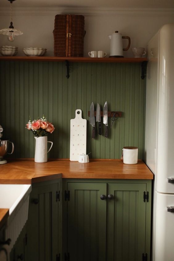 LAWN PARTY, deep green paint color by Backdrop. – Bold, Green, Kitchen, Cabinet