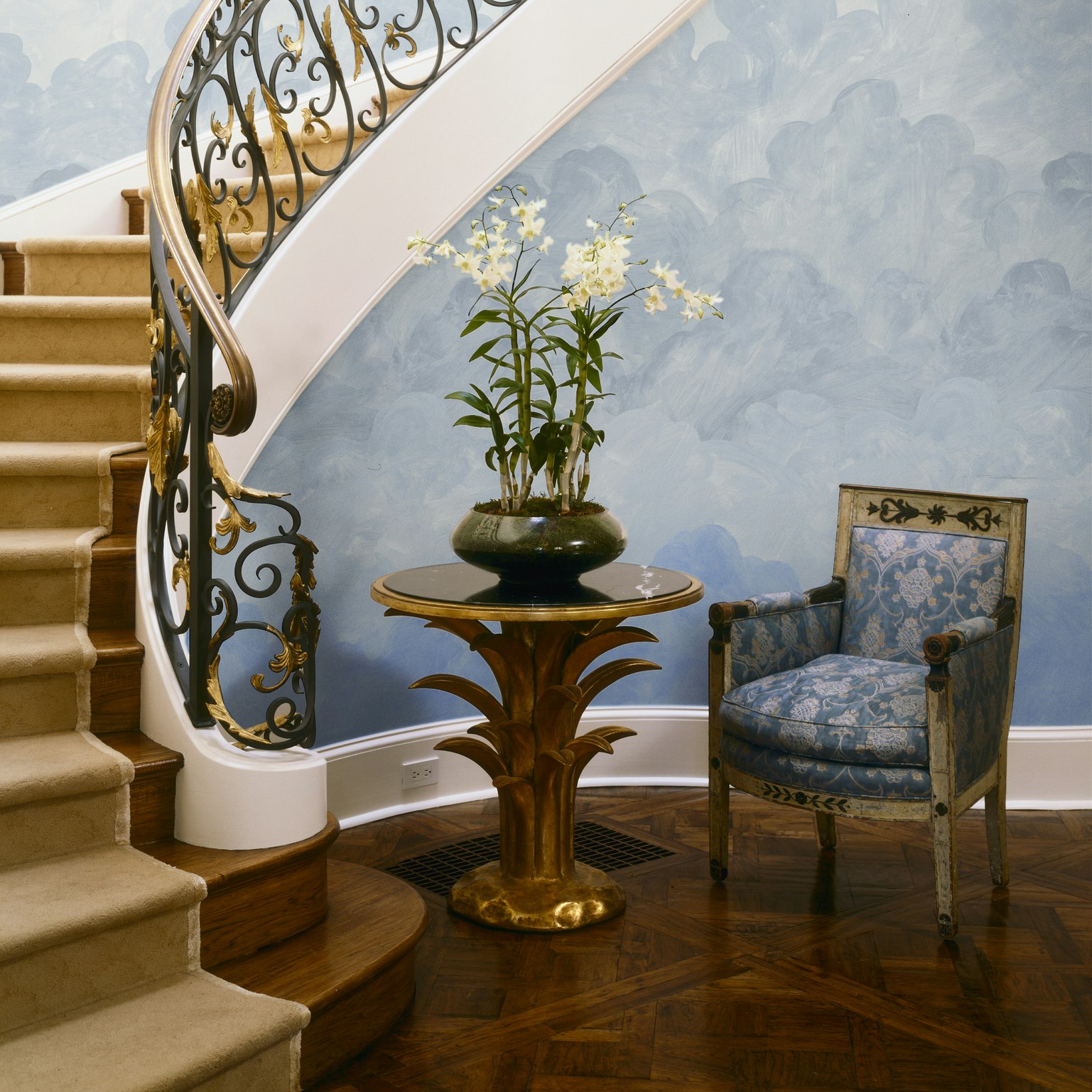 light-drenched heavens inspired the billowing clouds featured in painted sky. based on original artwork painted by artist xavier donnelly, the extra-large, wide-width design will transform any space into immersive ombre cloud layers of stunning brushstrokes and changing light. by Backdrop. – Entryway, Wallcoverings