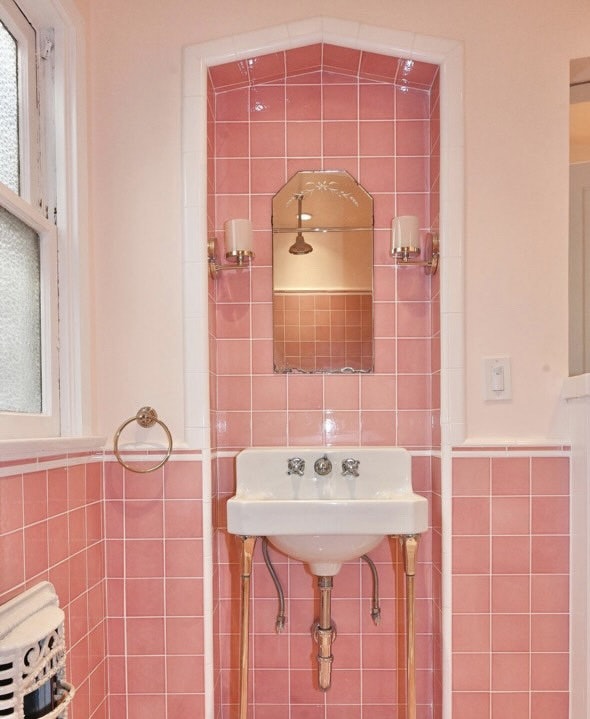 HARAJUKU MORNING, light pink with a hint of peach paint color by Backdrop. – Best Sellers, Light, Pink, Bathroom