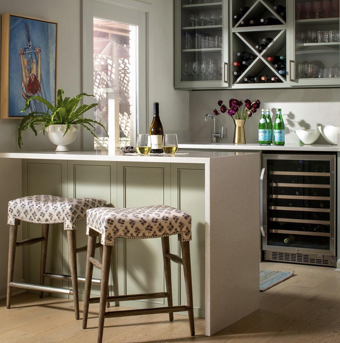 ROAD TO TODOS SANTOS, cool, muted green-gray paint color by Backdrop. – Best Sellers, Green, Light, Neutral, Our Picks, Kitchen, Accents, Cabinet