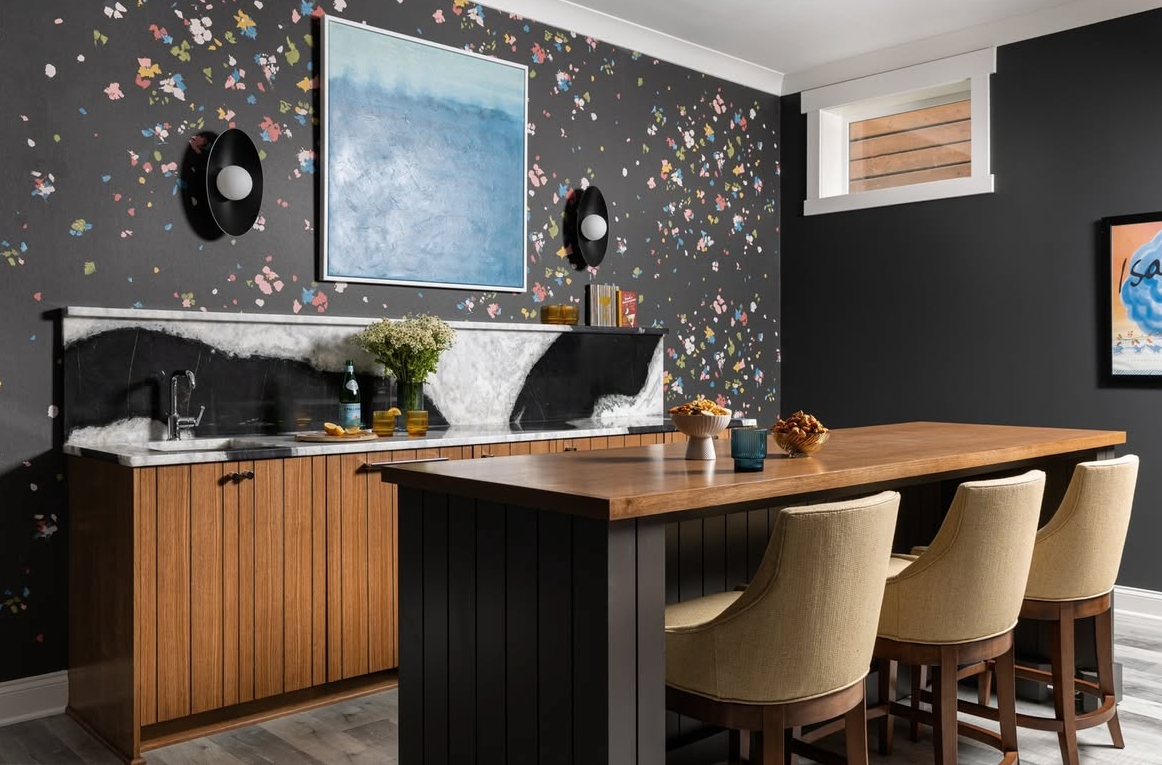 painted in our studio in the impasto style, fairfarren nods to the fantastic and eccentric with an emphasis on color and texture. mid-scale painterly, abstract petals fall and gather to create a mural-like effect in this large-scale, wide-width design.  by Backdrop. – Add Me, Dining Room, Office, Accents, Wallcoverings