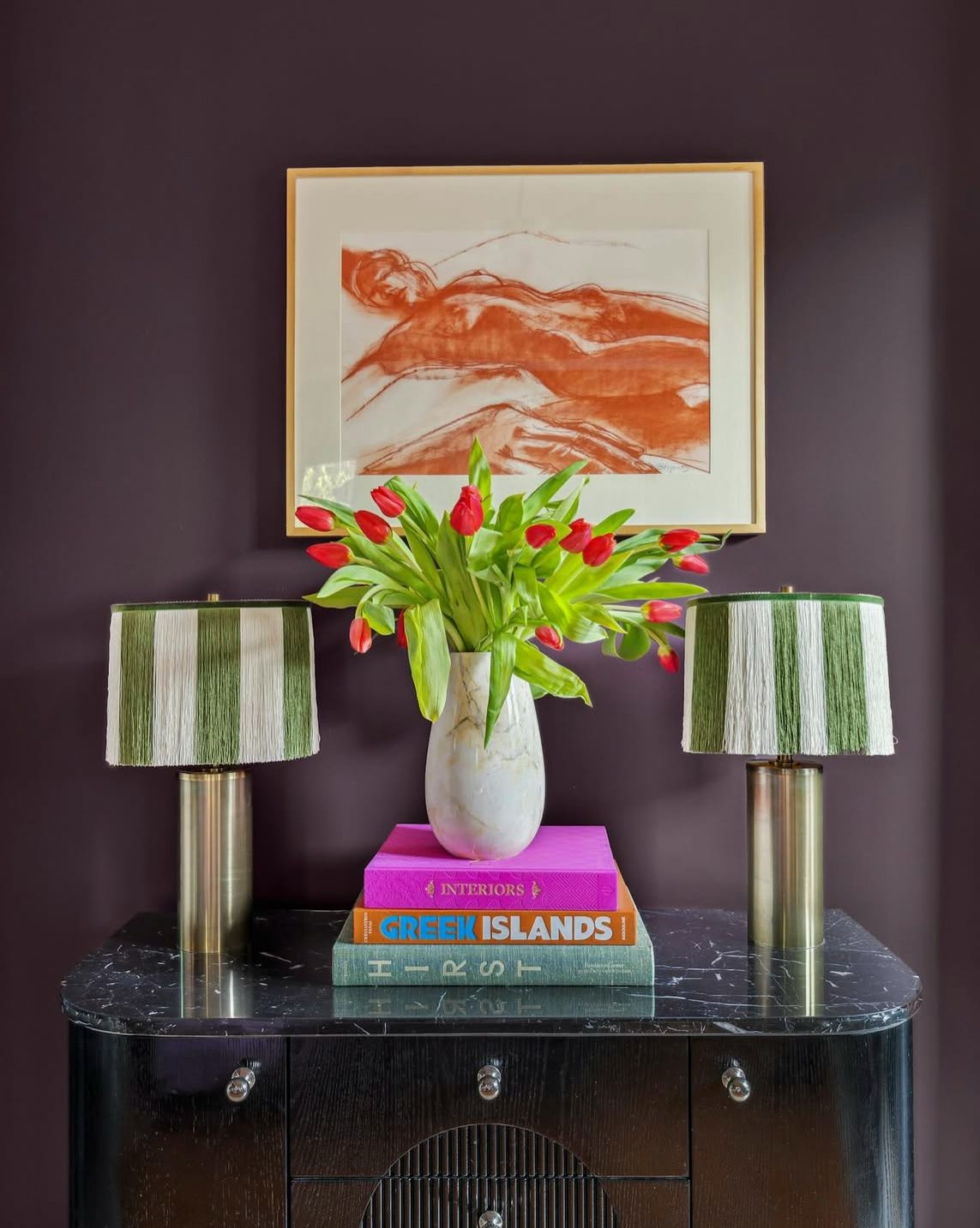 LOBBY SCENE, dark, warm purple-red paint color by Backdrop. – Dark, Purple, Red, Bedroom, Office, Designer