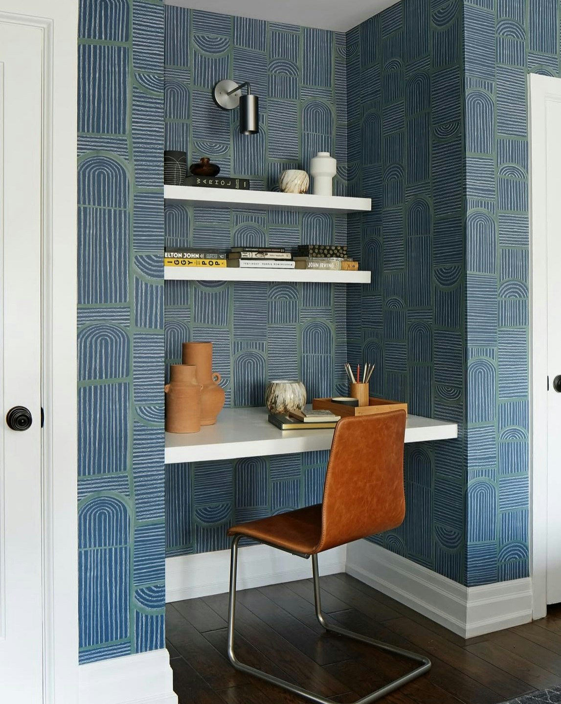 reminiscent of the architecture of london's bloomsbury. textured linework paired with graphic structure create playful relationships and an overall sense of movement. by Backdrop. – Add Me, Bedroom, Office, Wallcoverings