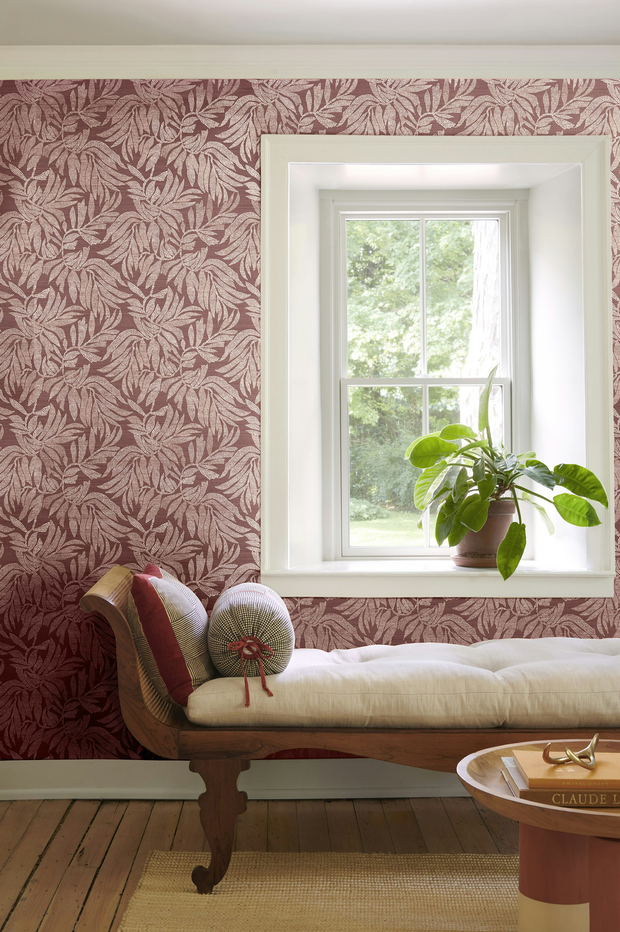 inspired by the lush palm trees of northern colombia’s mountains, the tayrona palm mosaic sisal wallpaper brings a touch of nature’s elegance to your space. designed by renowned fashion designer johanna ortiz and printed by hand on our premium haruki sisal material, this wallpaper features an intricate scrolling pattern of palm fronds. the design incorporates delicate, irregular dots, an ancient artistic technique that enhances the earthy, organic feel of the wallpaper. perfect for creating a serene and sophisticated ambiance, tayrona palm mosaic sisal is a timeless blend of art and nature, adding a unique, textured element to any room.  by Backdrop. – Add Me, Living Room, Entryway, Hallway