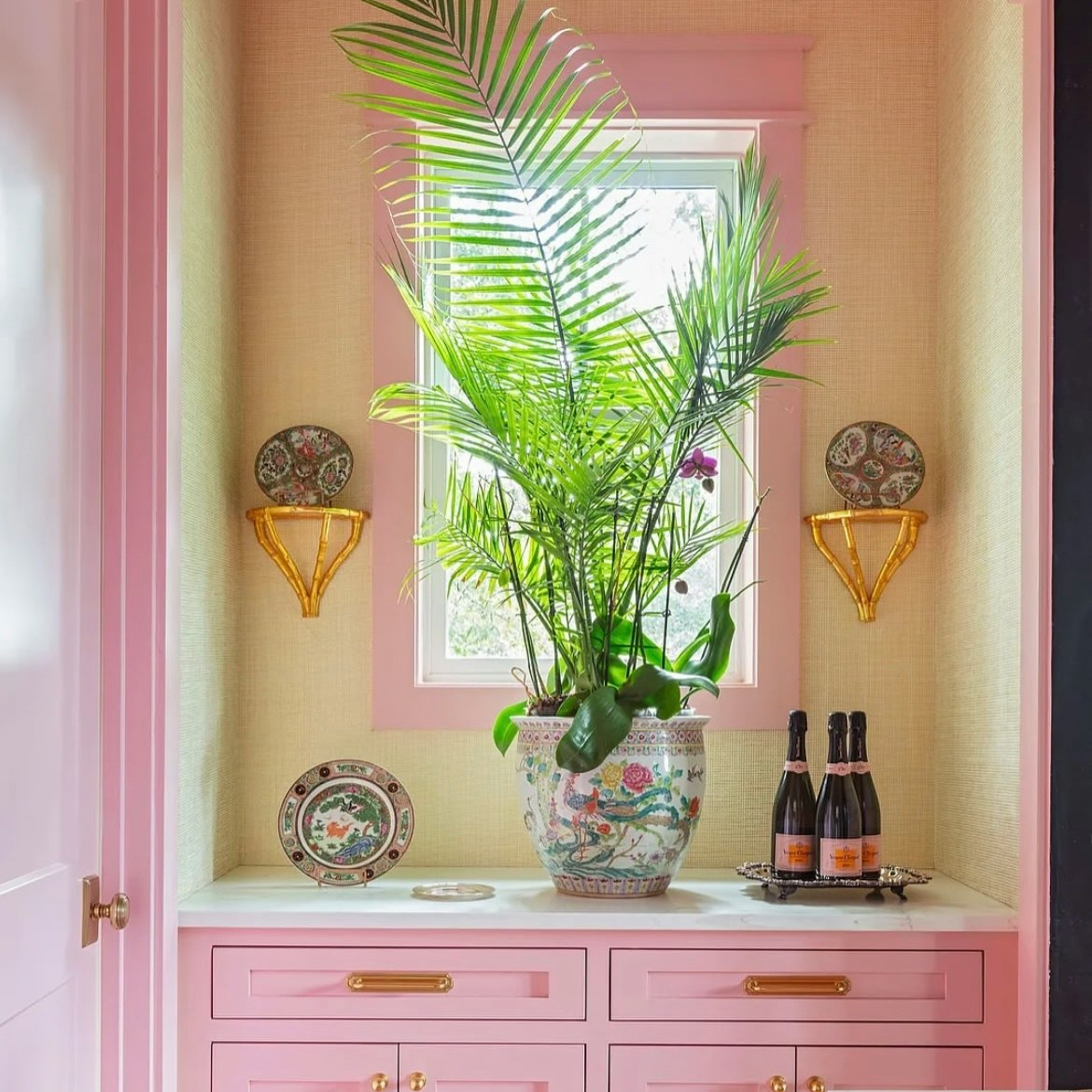 SHY BOYS, a true pink paint color by Backdrop. – Pink, Kitchen, Accents, Cabinet, Trim